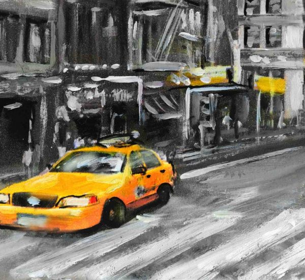 Malovaný obraz žlutý New York 60x50 cm - Image 4