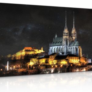 Obraz ikonický kostel a hrad v Brně