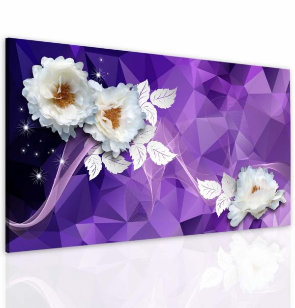 Obraz květ ve fialové abstrakci 75x45 cm