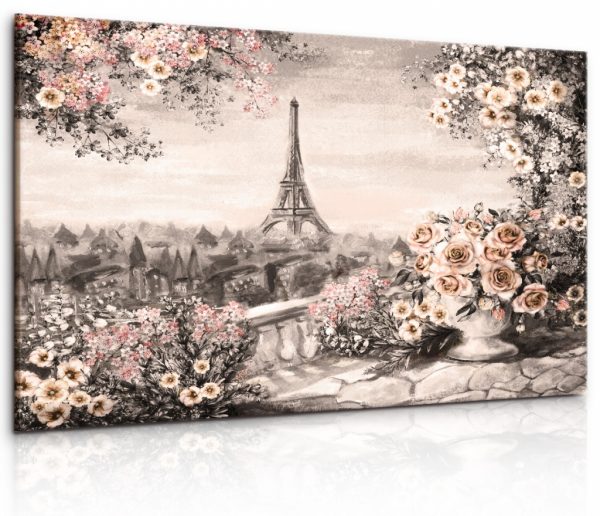 Obraz malebná Paříž s květinami