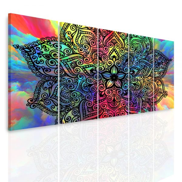 Vícedílný obraz - Mandala na barevných oblacích