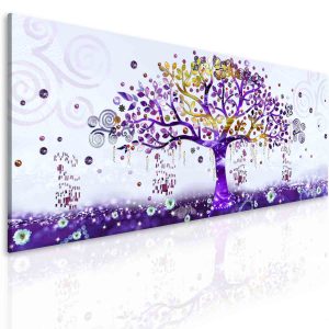 Obrazy malovaný abstraktní strom fialový 100x40 cm