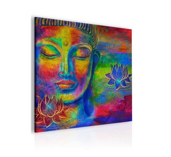 Abstraktní obraz barevný Buddha 120x120 cm