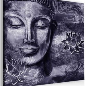 Abstraktní obraz fialový Buddha 120x120 cm