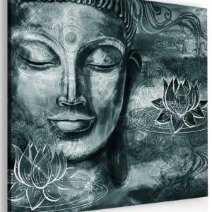 Abstraktní obraz šedý Buddha 120x120 cm
