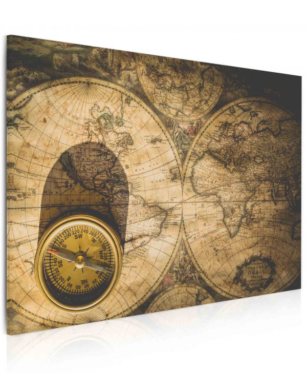 Obraz kompas na mapě