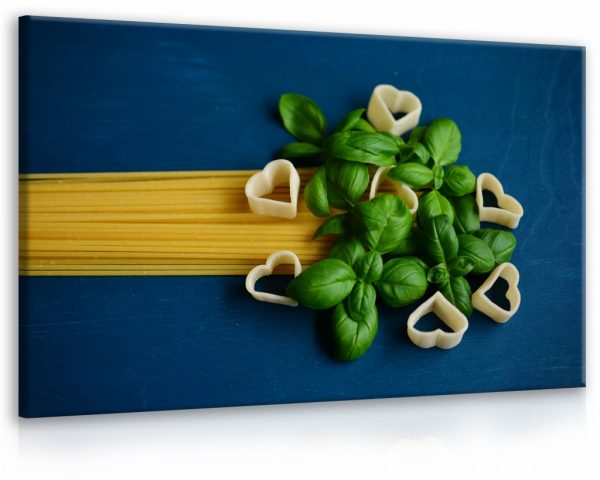 Obraz těstoviny s bazalkou - ITÁLIE