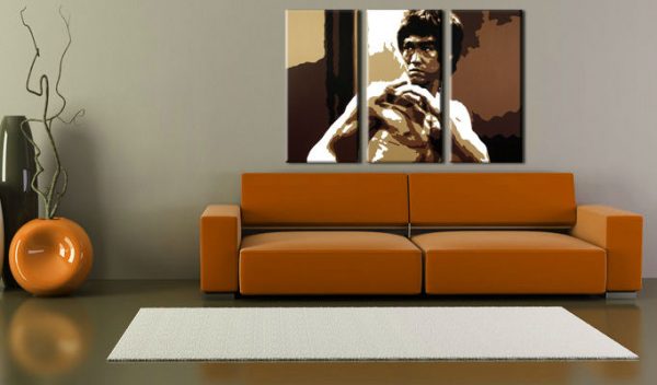 Ručne maľovaný POP Art obraz AL Bruce Lee 3 dielny  lee