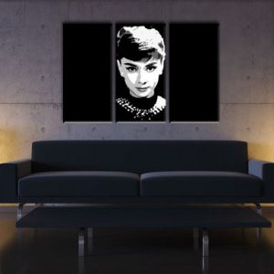 Ručne maľovaný POP Art obraz Audrey HEPBHURN 3 dielny  ah