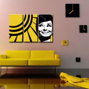Ručne maľovaný POP Art obraz Audrey HEPBHURN 3 dielny  ah2