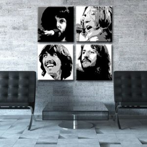 Ručne maľovaný POP Art obraz BEATLES 4 dielny  bea4