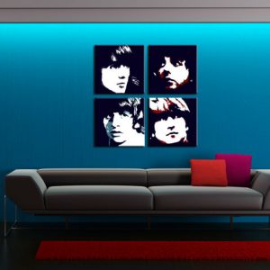 Ručne maľovaný POP Art obraz BEATLES 4 dielny  beat