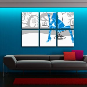 Ručne maľovaný POP Art obraz  Blue Woman 6 dielny  bw