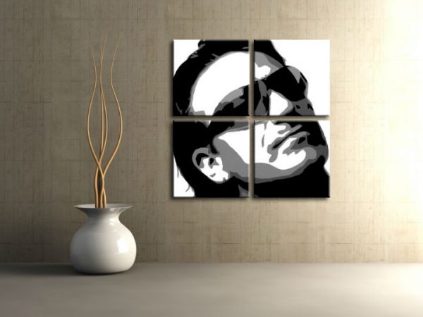 Ručne maľovaný POP Art obraz Bono-U2 4 dielny  bono2