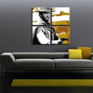 Ručne maľovaný POP Art obraz Clint Eastwood 3 dielny  ce3