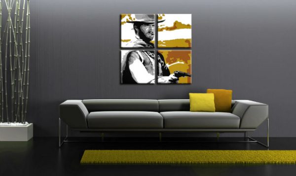 Ručne maľovaný POP Art obraz Clint Eastwood 3 dielny  ce3