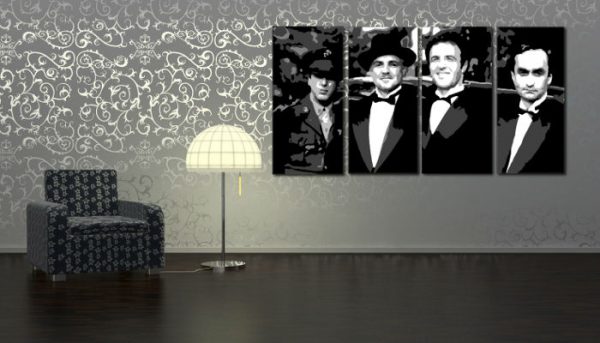 Ručne maľovaný POP Art obraz Corleone Family 4 dielny  cor
