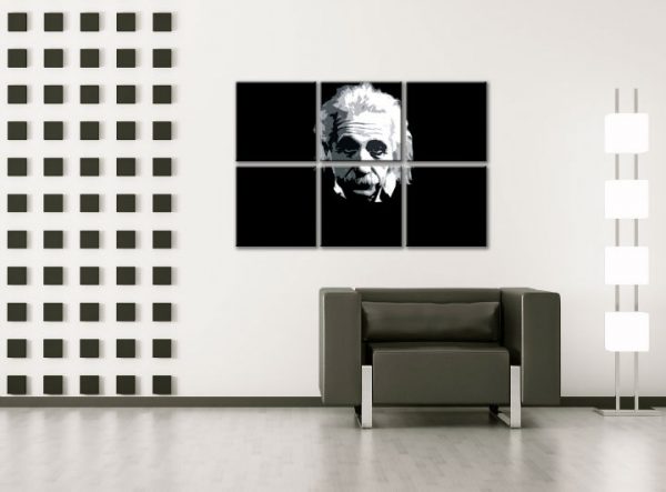 Ručne maľovaný POP Art obraz  Einstein 6 dielny  einstein