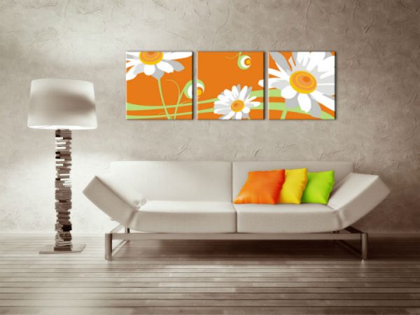 Ručne maľovaný POP Art obraz Flower 3 dielny  flo6