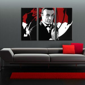 Ručne maľovaný POP Art obraz James Bond 3 dielny  bond2