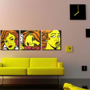 Ručne maľovaný POP Art obraz LICHTENSTEIN 3 dielny  li7