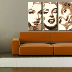 Ručne maľovaný POP Art obraz Marilyn MONROE 3 dielny  mon1