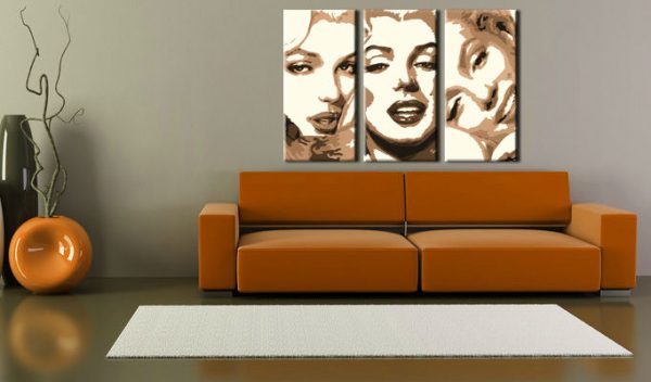 Ručne maľovaný POP Art obraz Marilyn MONROE 3 dielny  mon1