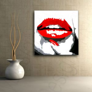 Ručne maľovaný POP Art obraz RED LIPS  mund