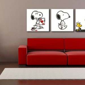 Ručne maľovaný POP Art obraz SNOOPY 3 dielny  snoopy
