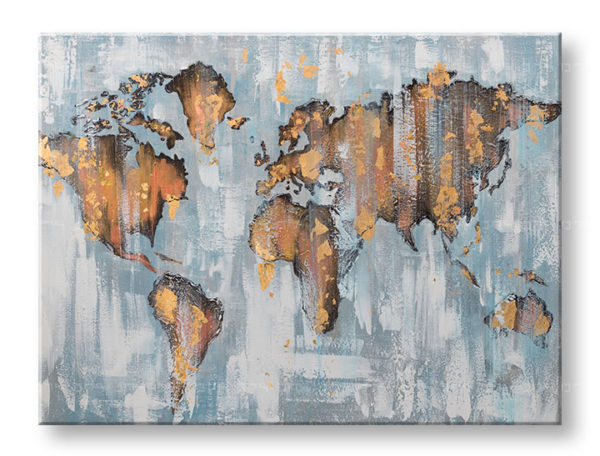 Maľovaný obraz na stenu MAPA SVETA  Zľava 25 % 1 dielny  80x60 cm YOBFB630E1