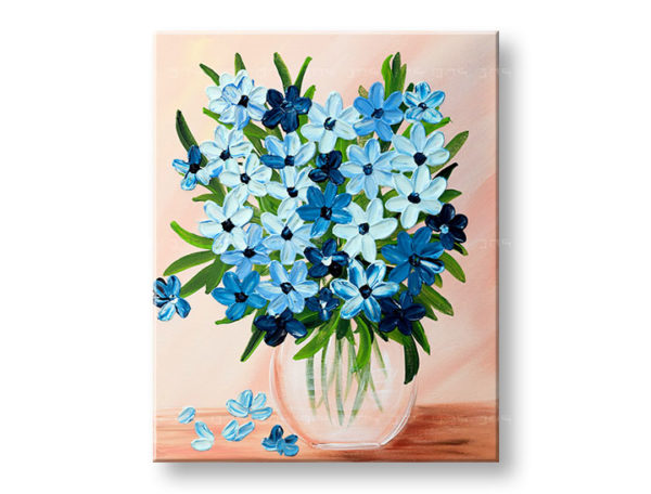 Maľovaný obraz na stenu MODRÉ KVETY  Zľava 25 % 1 dielny  40x50 cm YOBFB595E1