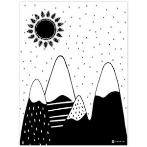 Obraz na stenu - Čiernobiele kopce so slnkom