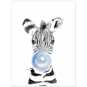 Obraz na stenu - Zebra s modrou bublinou