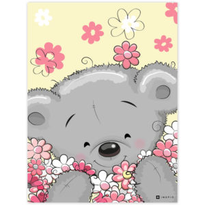 Obraz plyšového medvedíka s kvetmi