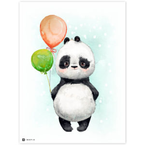 Obrázok na stenu Panda s farebnými balónmi