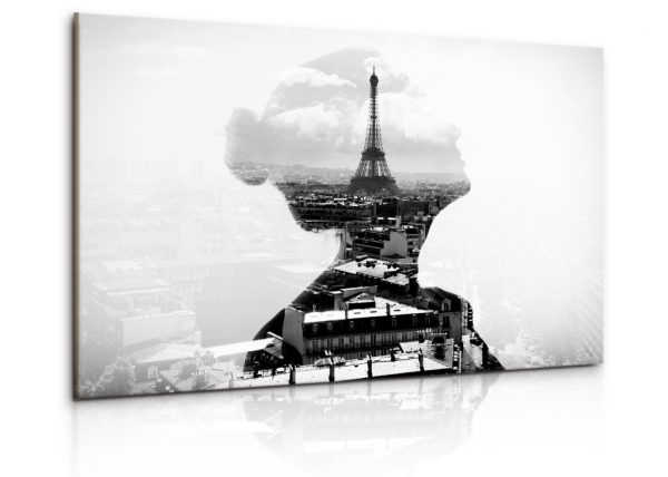 Černobílý obraz dáma v Paříži
