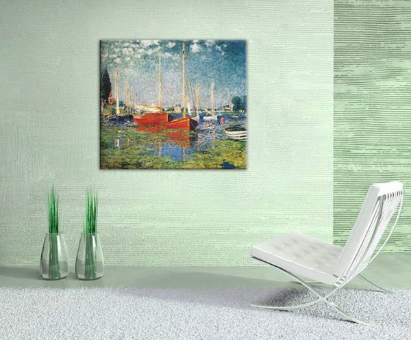 Obraz na plátne ČERVENÉ LODE V ARGENTEUIL–Claude Monet 70x60cm