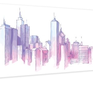 Obraz - Město barevné skvrny 140x70 cm