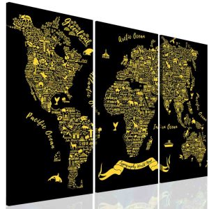 Obraz typografická mapa světa