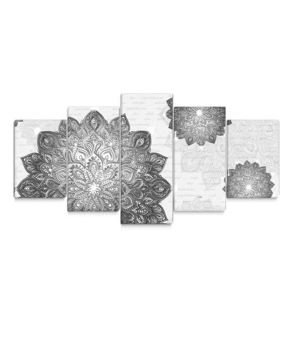 Pětidílný obraz šedá mandala - Image 3