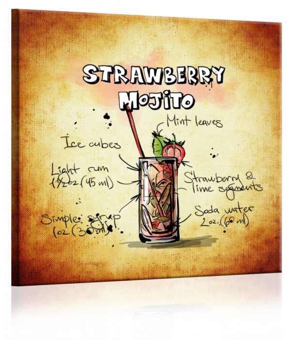 Obraz Cedule Strawberry Mojito 40x40 cm