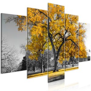 Pětidílný obraz žlutý strom 125x65 cm
